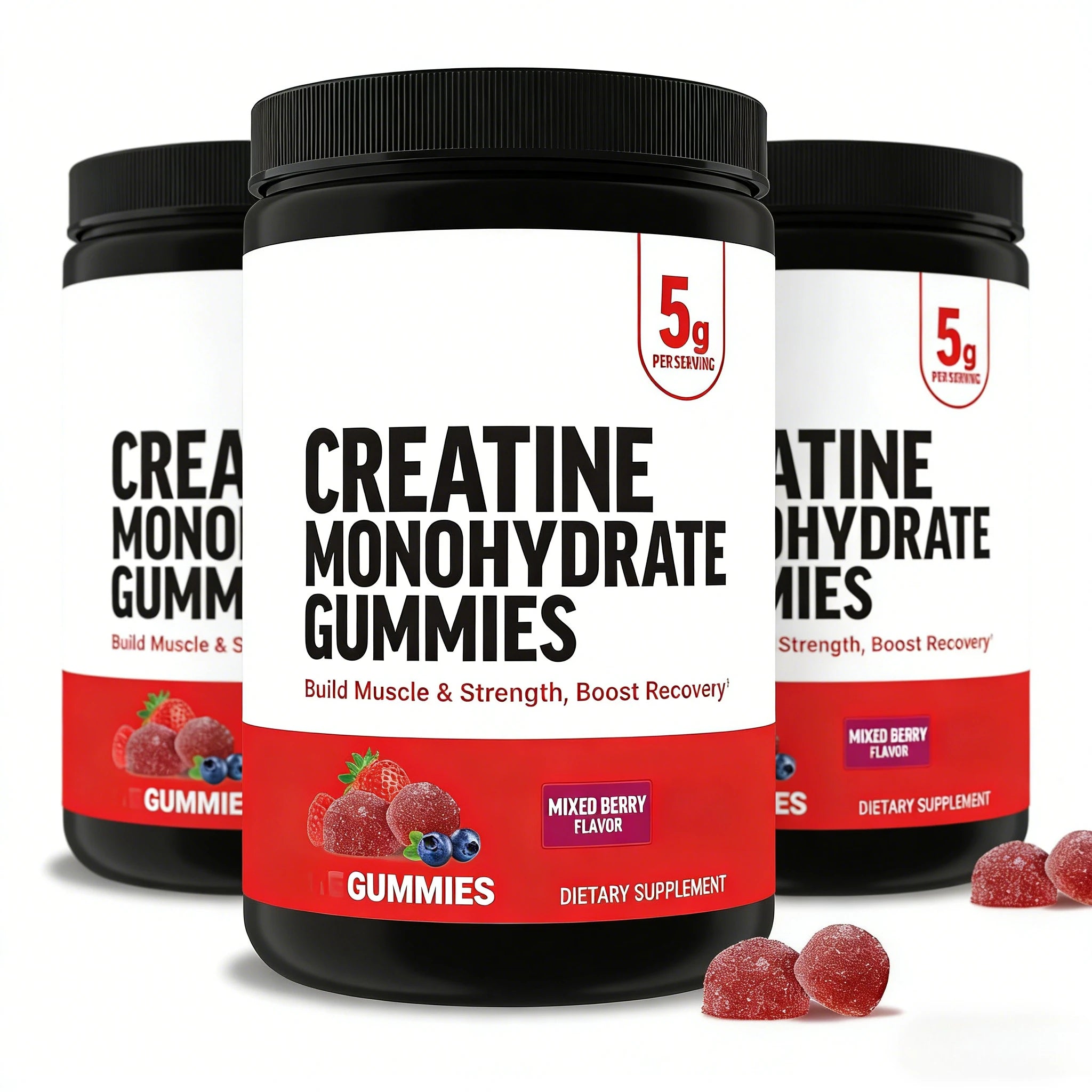 Creatine monohydrate gummies for high performance supplement facts for muscle support.