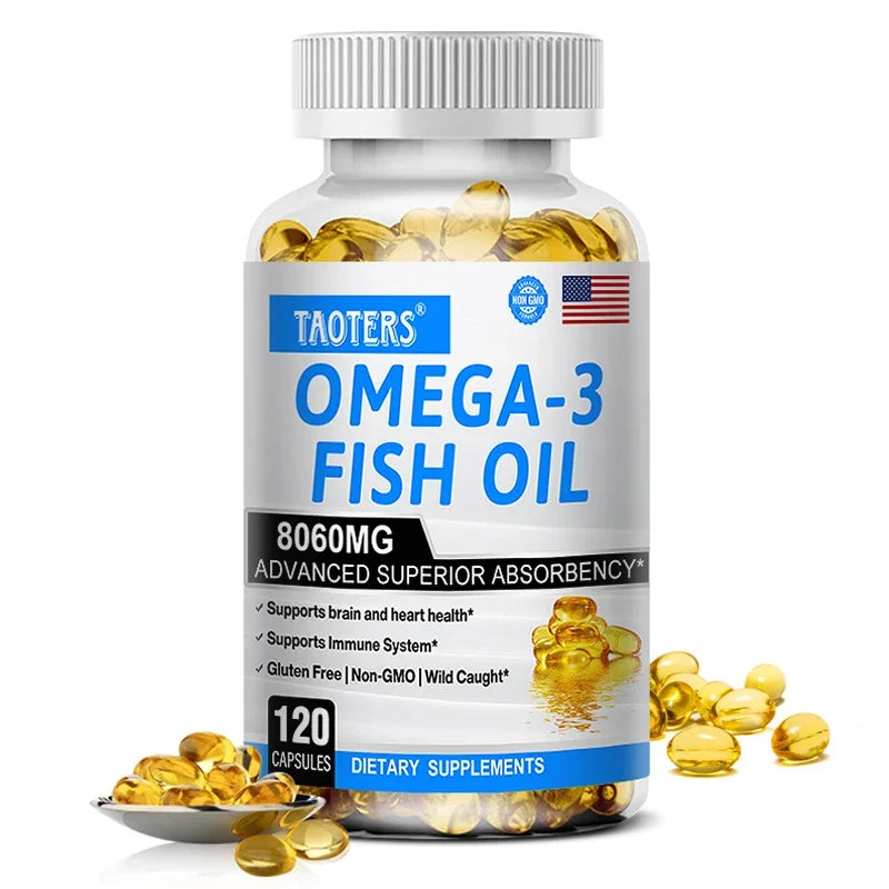Huile de poisson Oméga 3 - Aide à améliorer la vue, les articulations, antioxydant, améliore la santé de la peau, la fonction cérébrale et soutient l'immunité