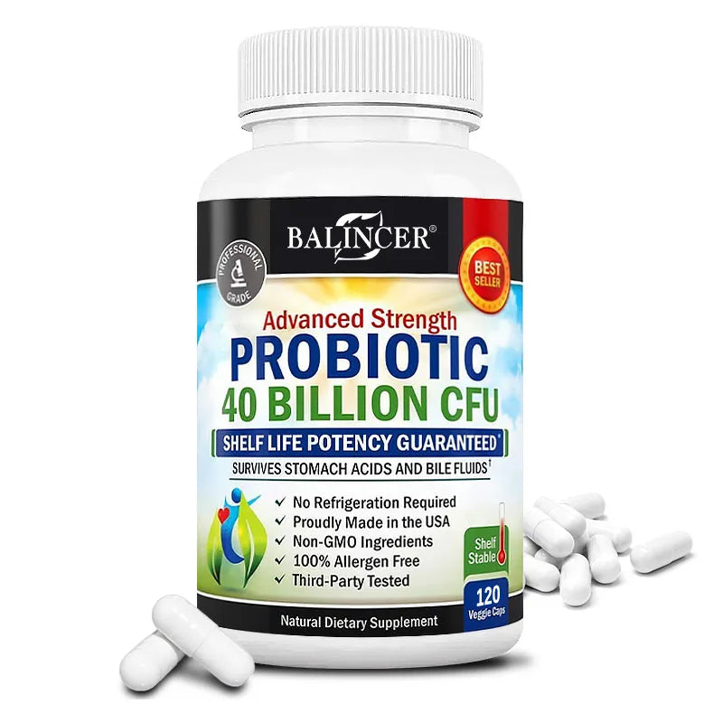 Probiotiques 40 Milliards d'UFC - Soutient la santé intestinale, favorise la digestion et l'absorption, reconstitue l'énergie, pour hommes et femmes