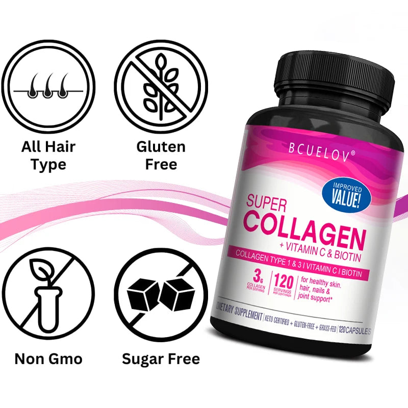 Biotin collagen vitamin c capsules for joint health and cartilage support