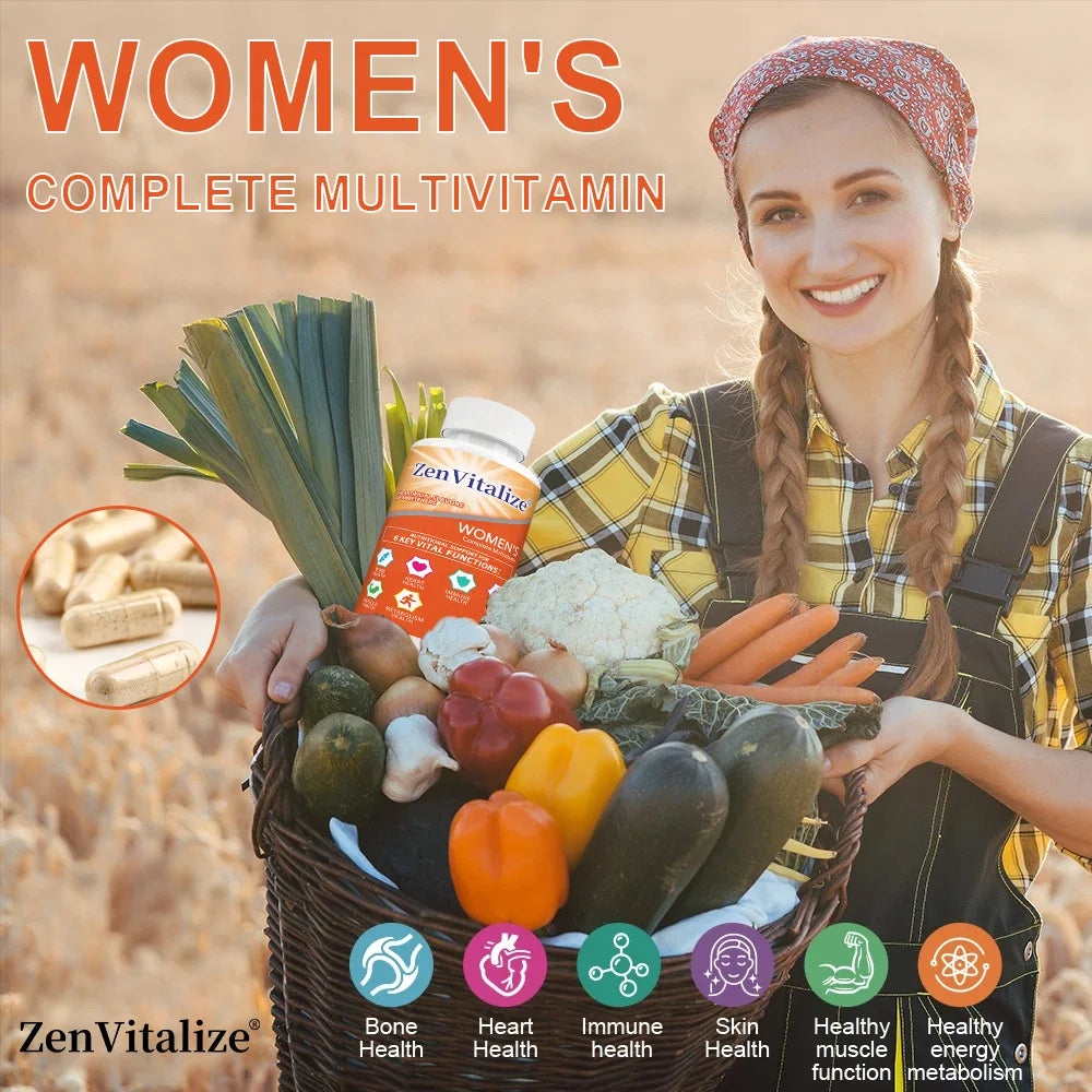 Multivitamine pour femmes - Soulage le stress, favorise la santé digestive, soutient la santé osseuse, l'énergie cellulaire et renforce l'immunité