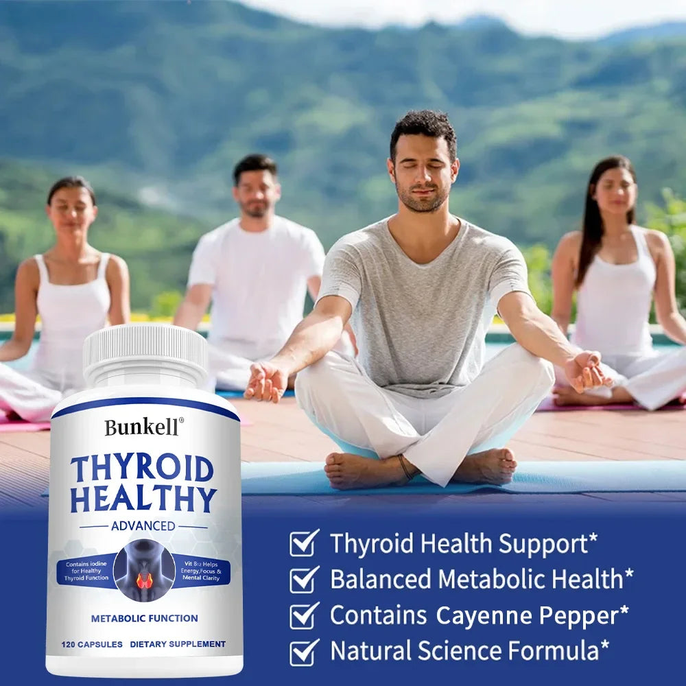 Complément de Soutien Thyroïdien pour Femmes et Hommes, avec Iode, B12 et L-Tyrosine, Soutient la Santé Hormonale, l'Énergie et le Métabolisme