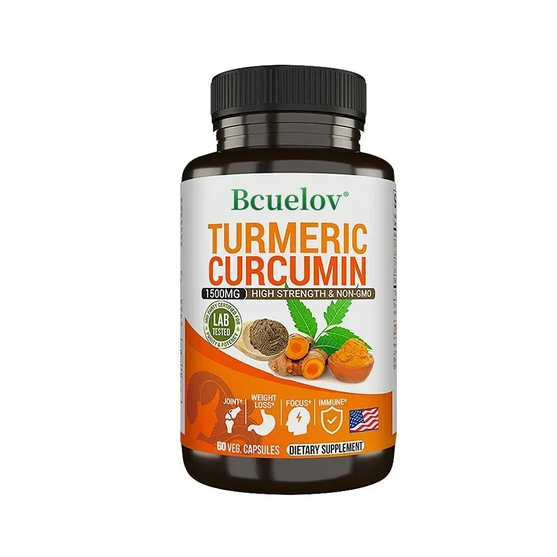 Turmeric curcumin with bioperine capsules 120ct bottle for joint and heart health.