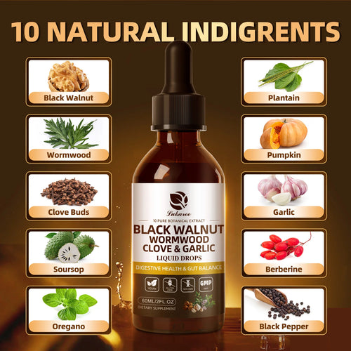 Black walnut wormwood tincture for natural health benefits in daily life.