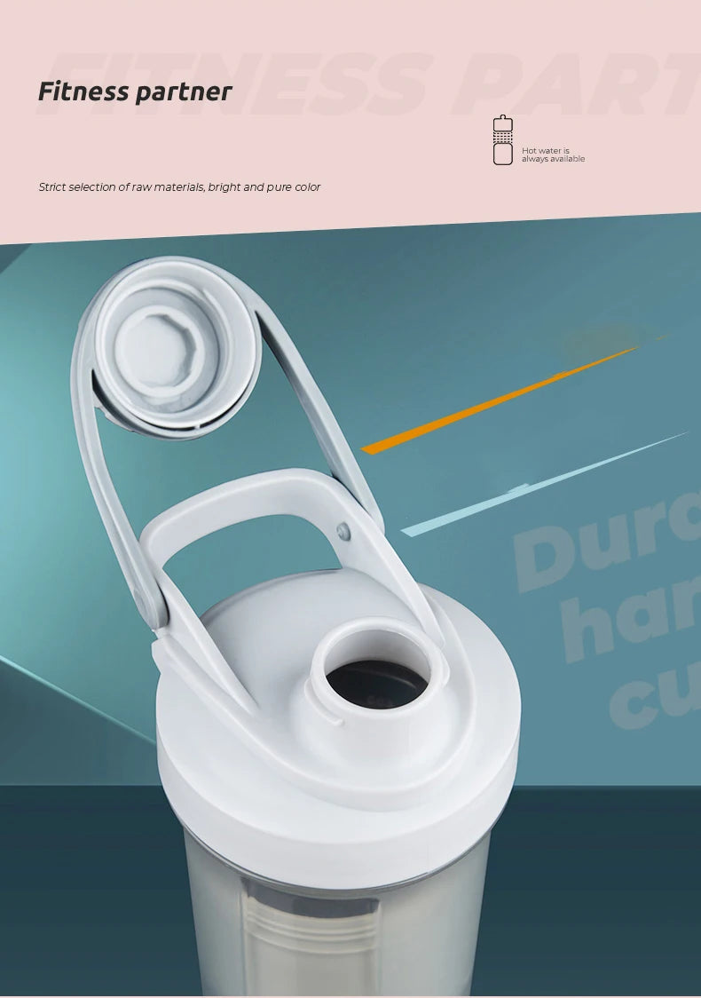 Bouteille d'eau de sport Shake Cup, tasse à boire créative en plastique, tasse de mélange à haute capacité pour poudre de protéines, lactosérum, milkshake