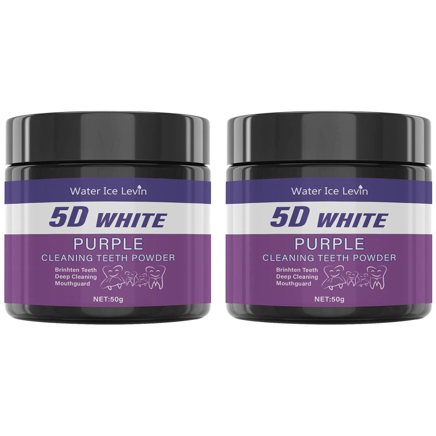 Purple teeth whitening powder 2-piece bundle pack for long-term brightening results.