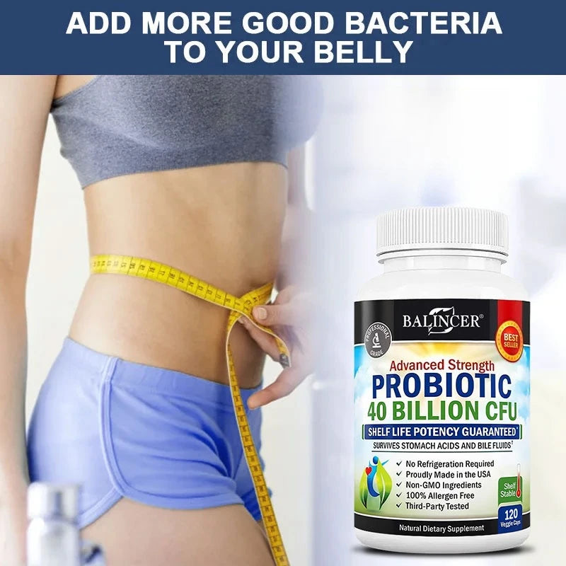 Probiotiques 40 Milliards d'UFC - Soutient la santé intestinale, favorise la digestion et l'absorption, reconstitue l'énergie, pour hommes et femmes