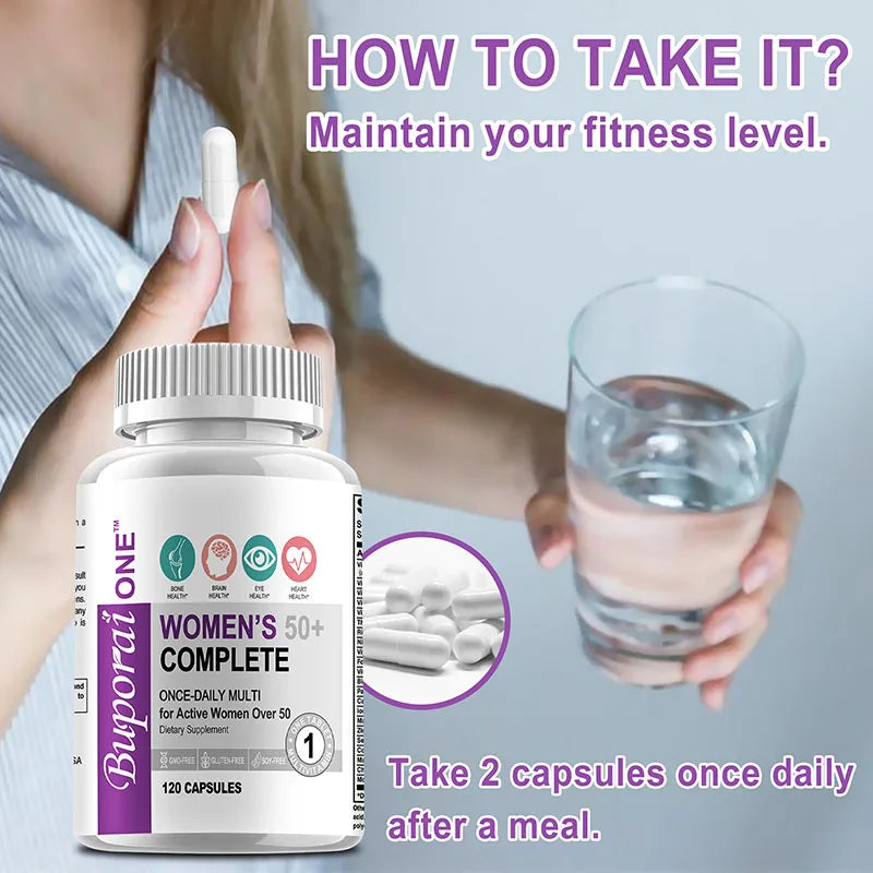 Multivitamine complète pour femmes de 50 ans et plus - Soutient la santé du cerveau, du cœur, du système digestif et immunitaire et stimule le métabolisme