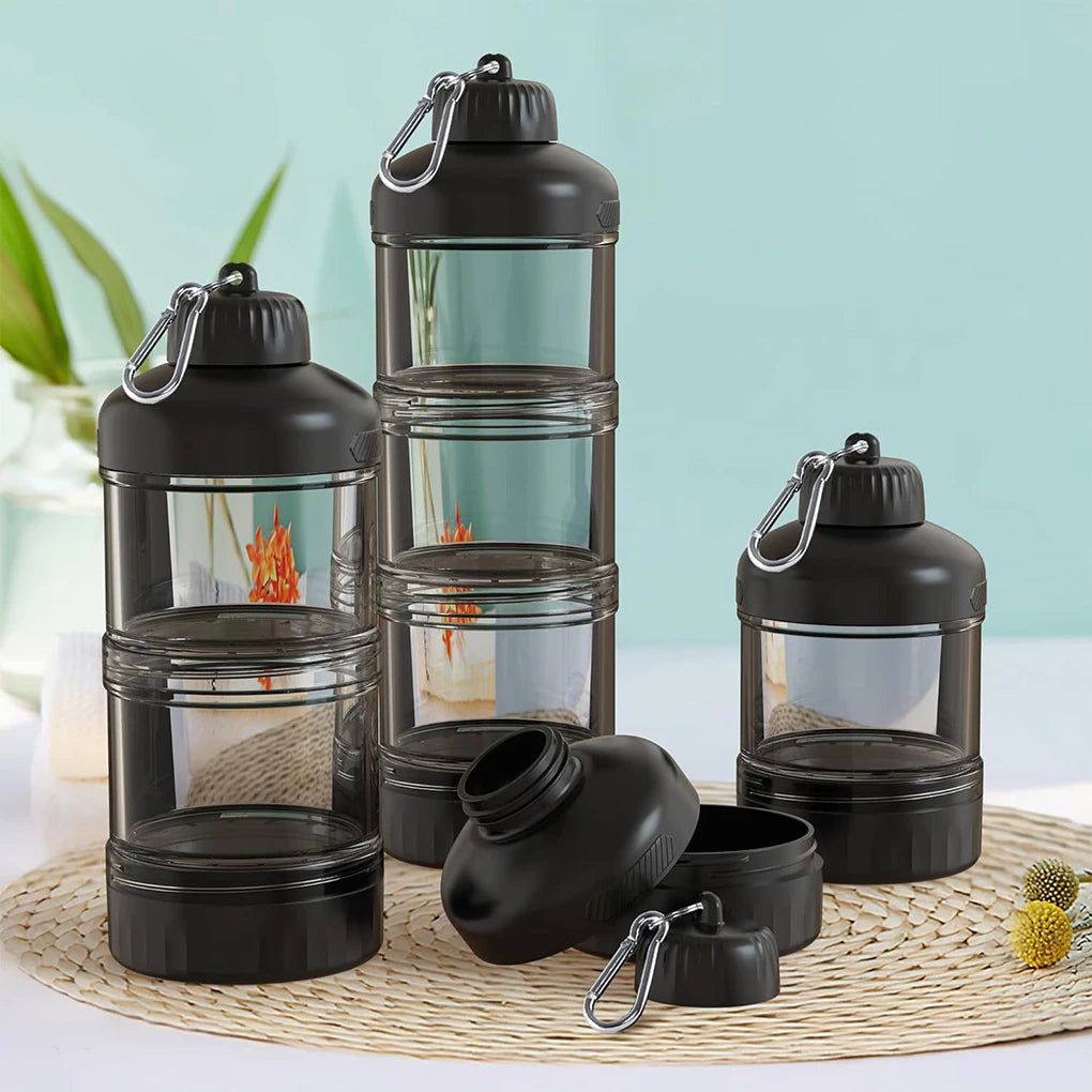 Distributeur de poudre protéinée avec boîte et boîte de rangement pour aliments en PC de qualité alimentaire, convient pour l'exercice en salle de sport, transparent