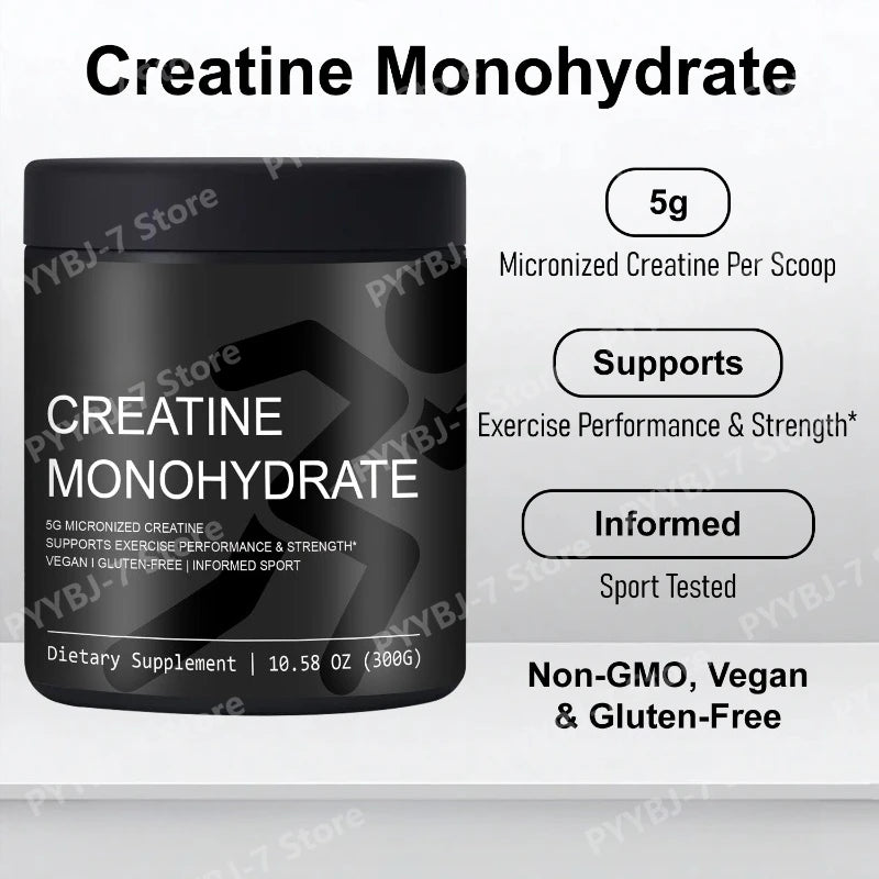 Monohydrate de créatine : Développe la masse musculaire maigre, améliore la performance et la force, soutient la récupération après l'entraînement, suppléments de santé quotidiens.