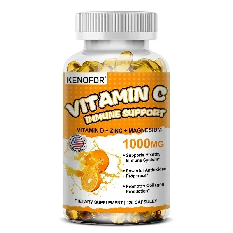 Supplément de Vitamine C pour le soutien immunitaire et la protection antioxydante, végétalien, sans OGM, sans gluten, 30/60/120 gélules