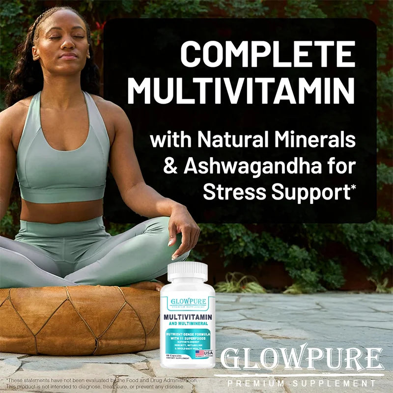 Multivitamines pour femmes, aliments entiers biologiques et minéraux naturels - Vitamines B, C, D3, K2 pour le stress, l'immunité, les cheveux, la peau et les ongles
