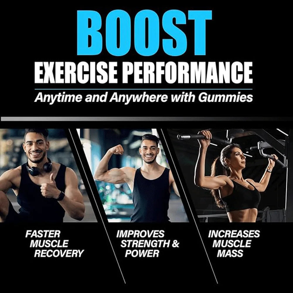Gummies de créatine monohydrate pour hommes et femmes, soutien de la concentration, des muscles, de la force, de la récupération, de la santé cognitive et de la mémoire - Végan