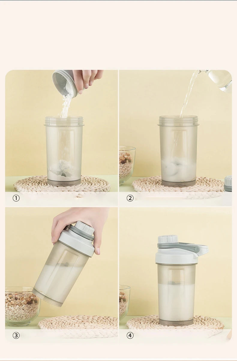 Bouteille d'eau de sport Shake Cup, tasse à boire créative en plastique, tasse de mélange à haute capacité pour poudre de protéines, lactosérum, milkshake