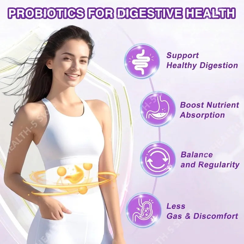 Probiotiques pour la santé digestive des femmes avec enzymes, prébiotiques, probiotiques vaginaux, 100 milliards d'UFC pour la santé intestinale