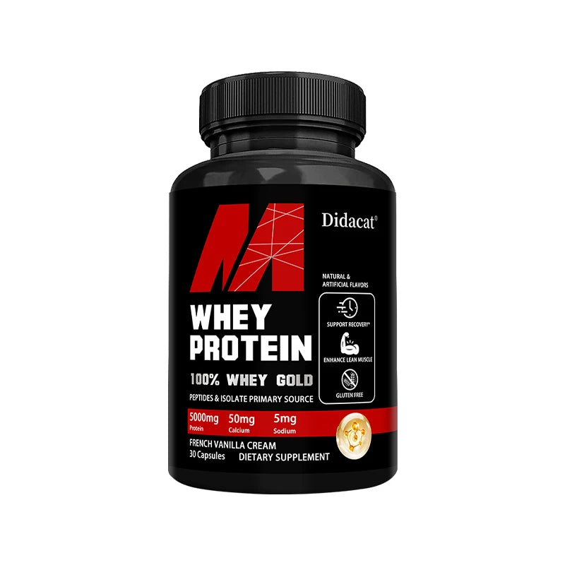 High potency whey protein capsules 120 count bottle for immune system support.