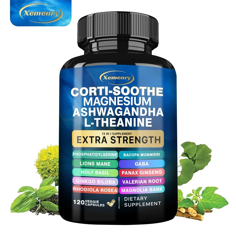 Corti-Soothe Complément de Cortisol avec Magnésium, Ashwagandha, L-Théanine - Gérer le Stress, Maintenir le Calme & Soutenir la Santé des Glandes Surrénales