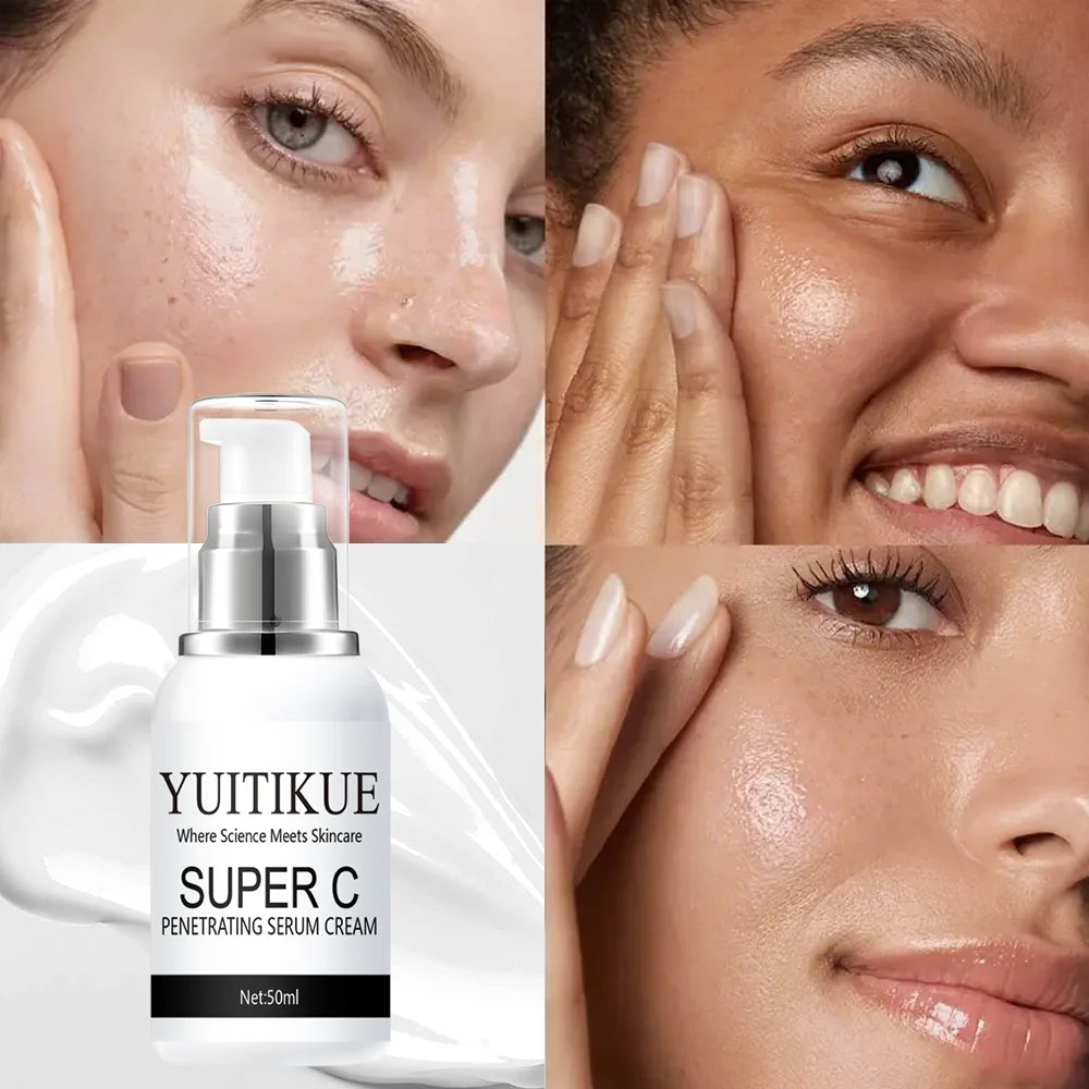 YUITIKUE Crème Sérum Vitamine C Collagène - Pour une peau plus ferme, liftée et plus lisse, formule pénétrante, 50ml