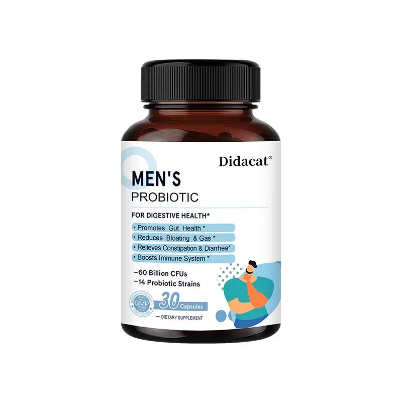 Probiotiques de Lactobacillus pour hommes Enzymes digestives et fibres prébiotiques Santé digestive plus efficace Santé immunitaire intestinale