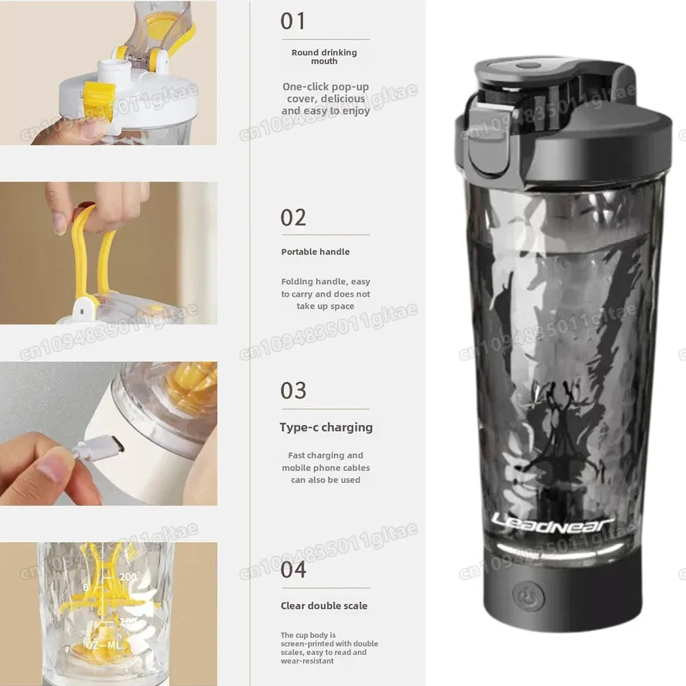Gobelet mélangeur électrique automatique de 450 à 700 ml, bouteille de shaker de protéines portable, alimenté par piles, gobelet mélangeur entièrement automatique pour la maison