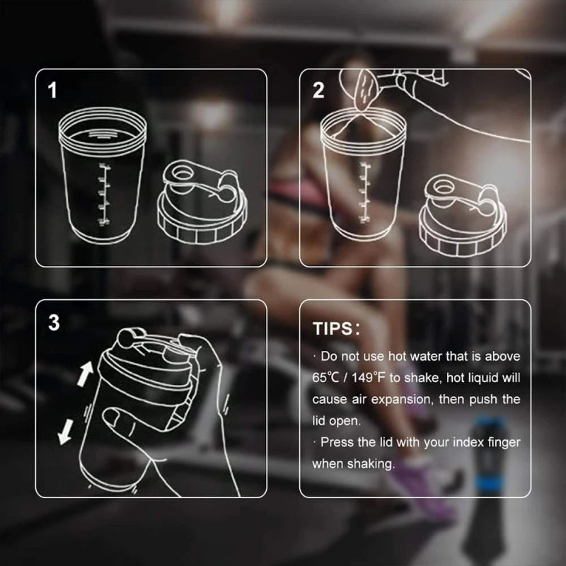 Bouteille Shaker Protéines Bouteille Étanche pour Mélanges de Protéines Gobelet Shaker à Visser 3 Couches Bouteille Shaker Sport pour Poudre de Protéines