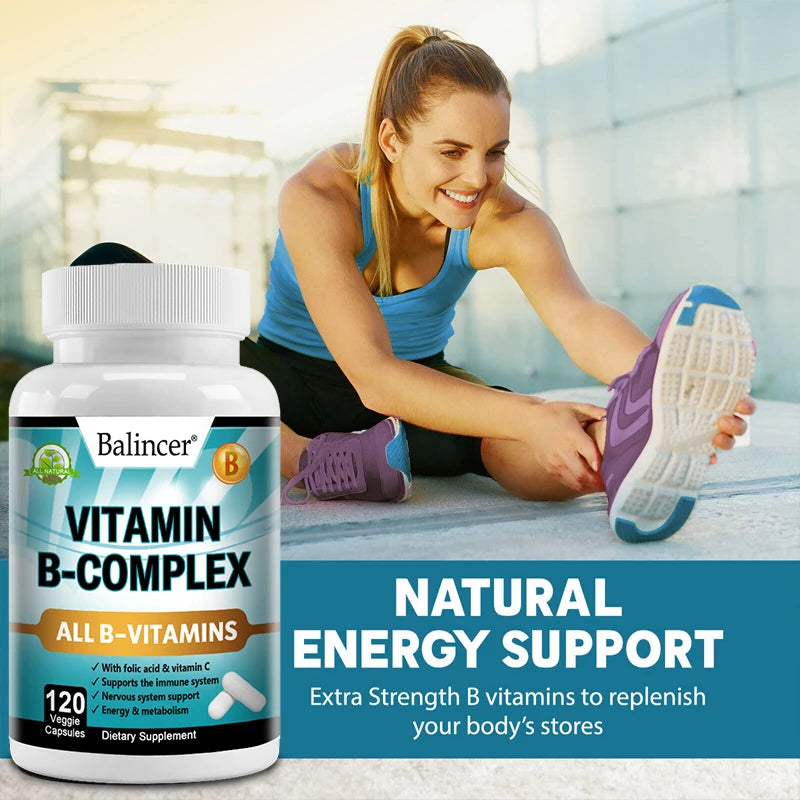 Complément en complexe de vitamine B, contenant de l'acide folique et de la vitamine C, soutient l'énergie, la santé immunitaire, supplément antioxydant