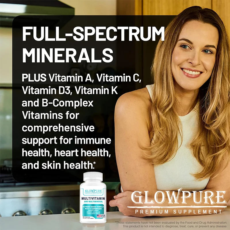 Multivitamines pour femmes, aliments entiers biologiques et minéraux naturels - Vitamines B, C, D3, K2 pour le stress, l'immunité, les cheveux, la peau et les ongles