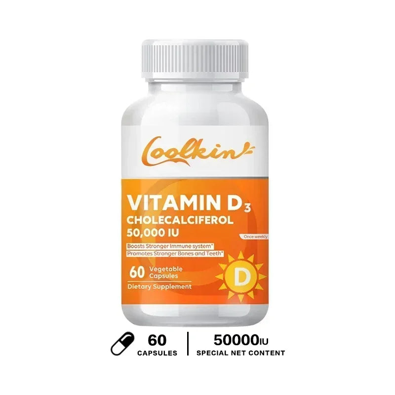 Vitamine D3 50000UI - Santé Musculaire, Os Solides et Système Nerveux, Soutien Immunitaire