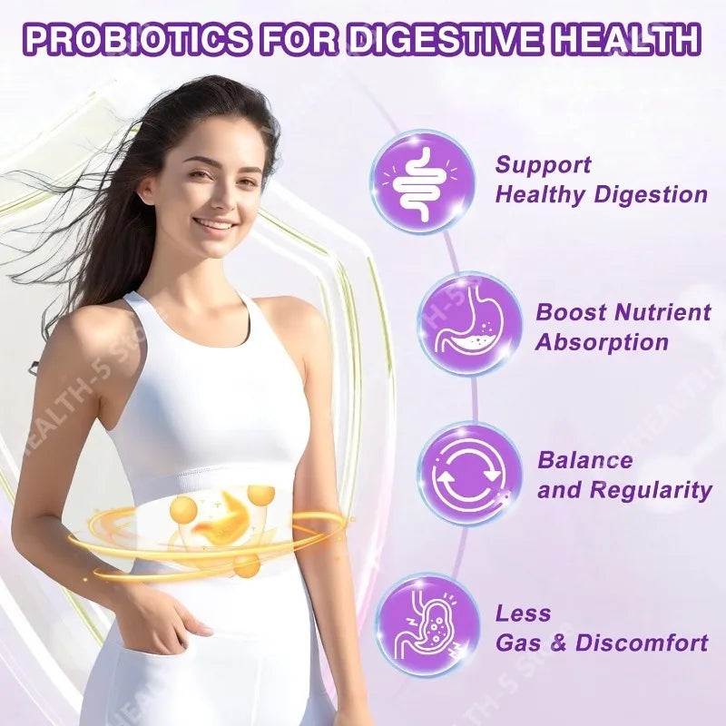 Probiotiques pour la santé digestive des femmes avec enzymes, prébiotiques, probiotiques vaginaux, 100 milliards d'UFC pour la santé intestinale
