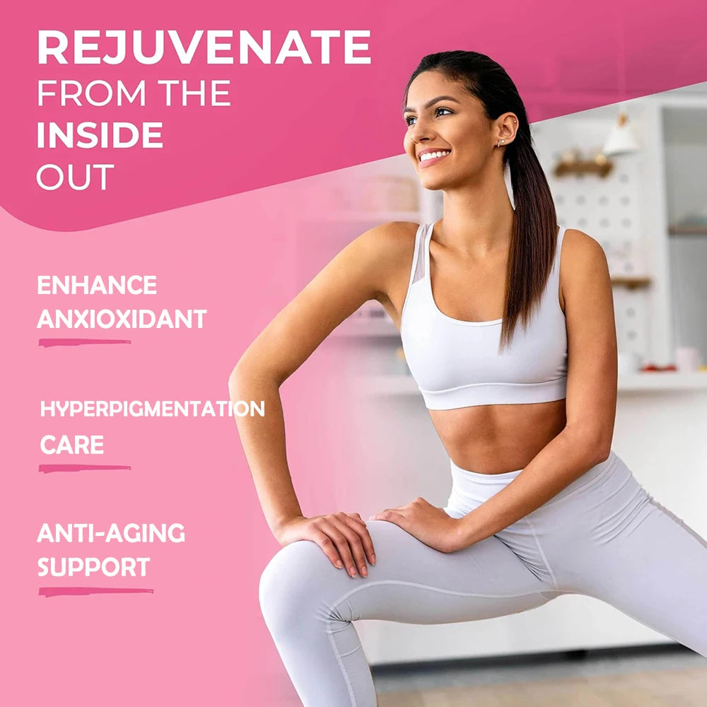 GLUTA WHITE 1500000MG Glutathion Complément Éclaircissant Anti-âge, Protection UV, Unification du Teint et des Cicatrices 30 Gélules Molles