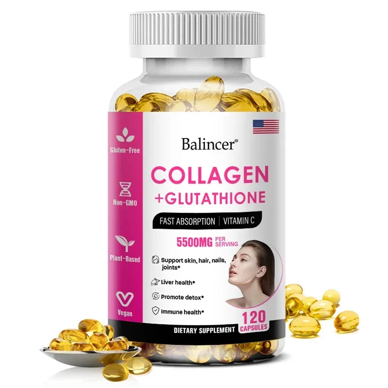 Complément de glutathion et de collagène, capsules blanchissantes antioxydantes, santé de la peau, nutrition profonde de la peau