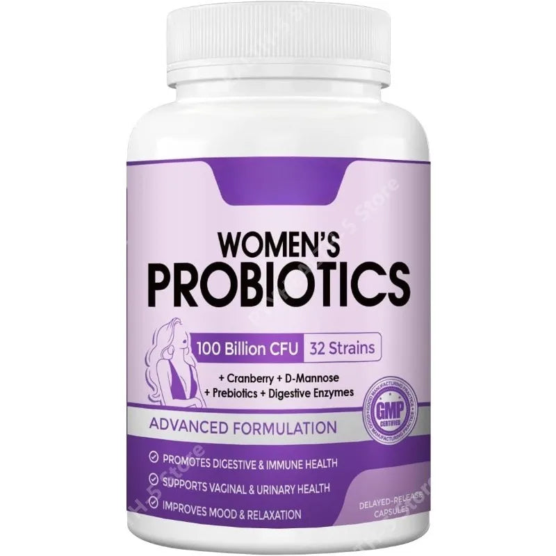 Probiotiques pour la santé digestive des femmes avec enzymes, prébiotiques, probiotiques vaginaux, 100 milliards d'UFC pour la santé intestinale