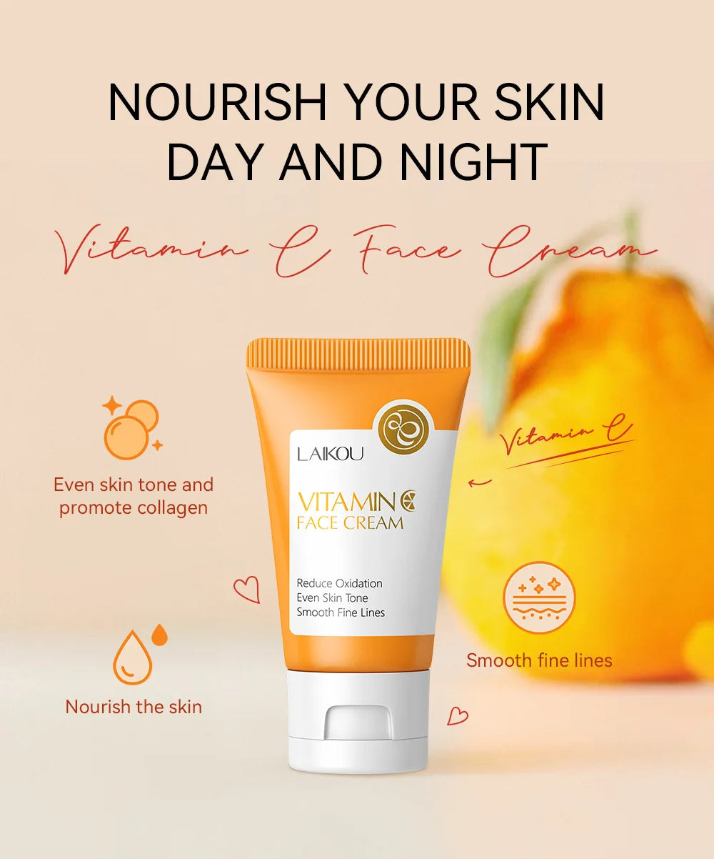 LAIKOU Crème Visage Vitamine C Hydratante Nourrissante Crèmes Sakura Japonaises Uniformise le Teint Produit de Soin du Visage Beauté