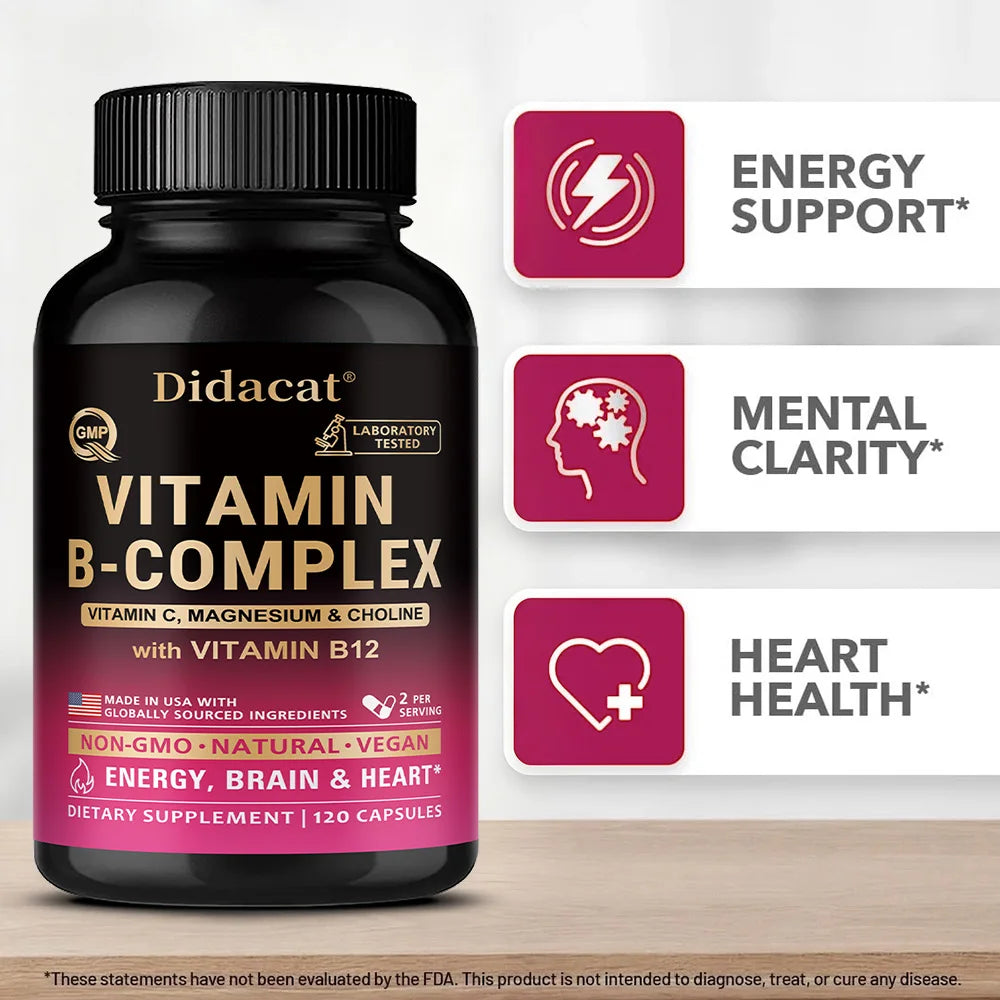 Complexe de vitamines B actives unisexes utilisables, très efficace et facilement absorbé - Supplément pour l'immunité, l'énergie et le métabolisme