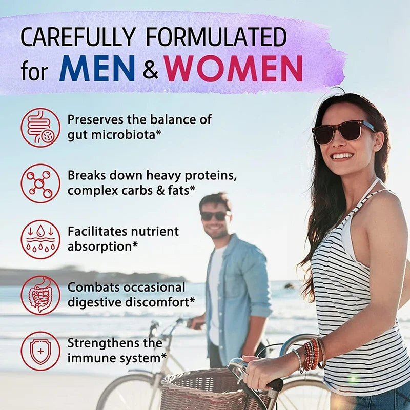 Probiotiques + Prébiotiques + Enzymes Digestives - Favorisent la Flore Intestinale la Santé Digestive des Femmes et des Hommes et Fournissent une Énergie Durable