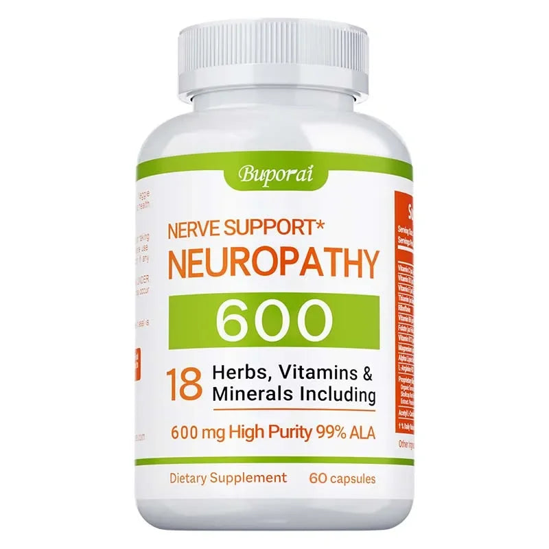 Complément de soutien contre la neuropathie 600mg - Antioxydant, favorise la santé nerveuse, l'énergie cellulaire, le métabolisme et l'anti-âge, sans OGM
