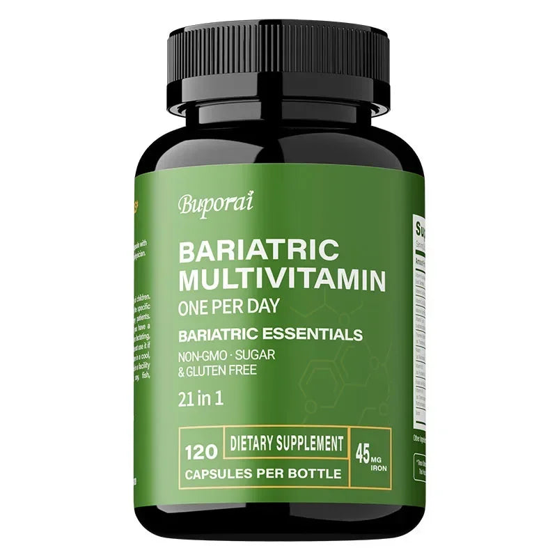 Bariatric multivitamin one per day bottle with 45mg Iron B12.