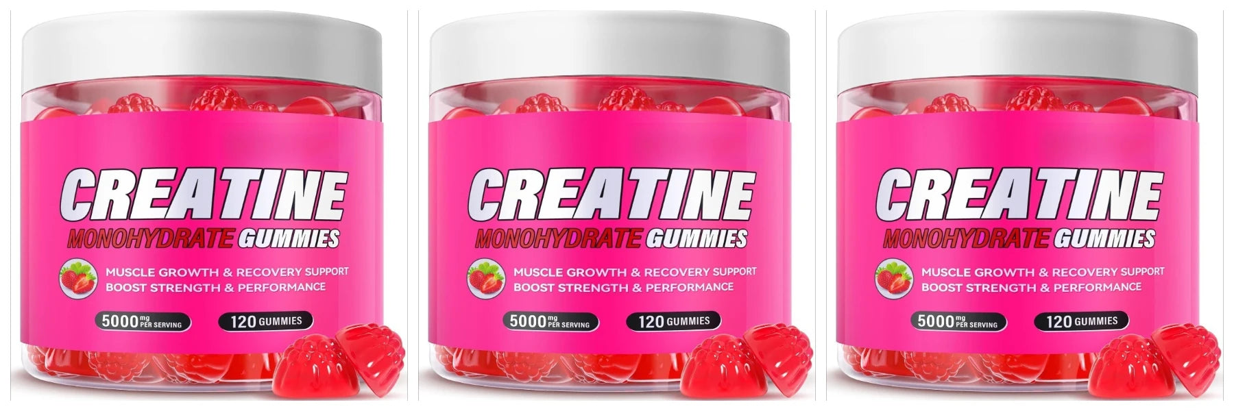 Creatine monohydrate gummies for muscle growth supplement facts with creatine levels.