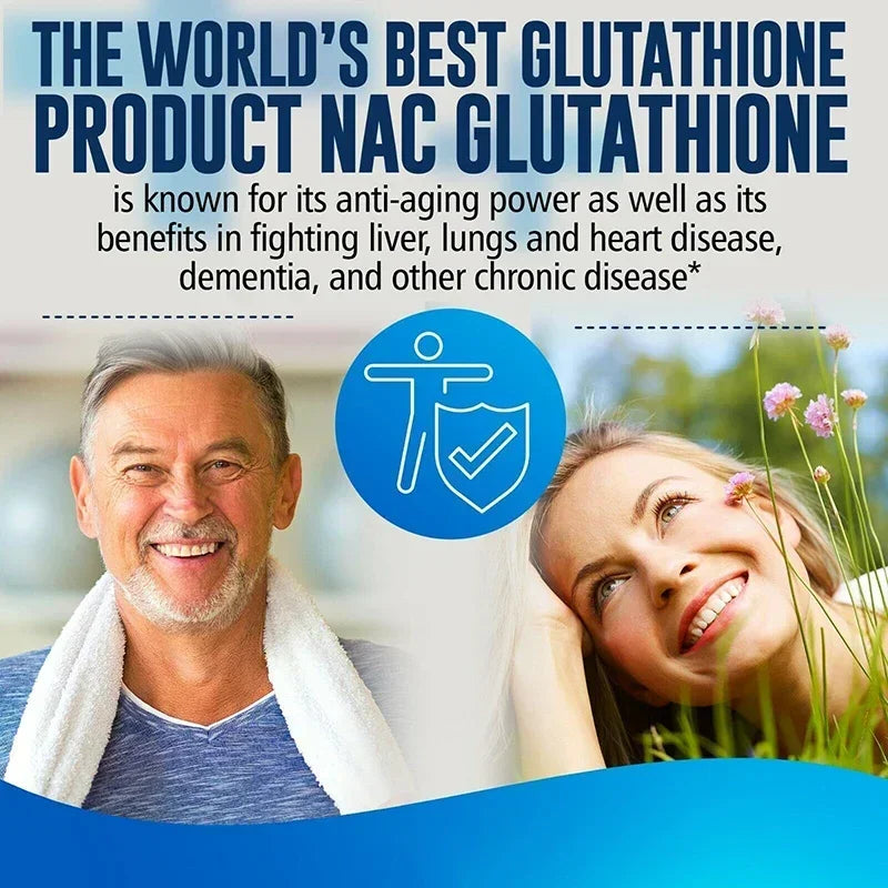 Complément de NAC + Glutathion pour la Santé de la Peau - Antioxydant, Détox, Immunité Sans OGM, 120 Gélules