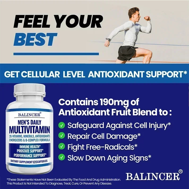 Multivitamine pour hommes - Contient des vitamines B12, B6, du zinc et du sélénium pour soutenir la coordination, la santé cardiaque, l'immunité et la prostate