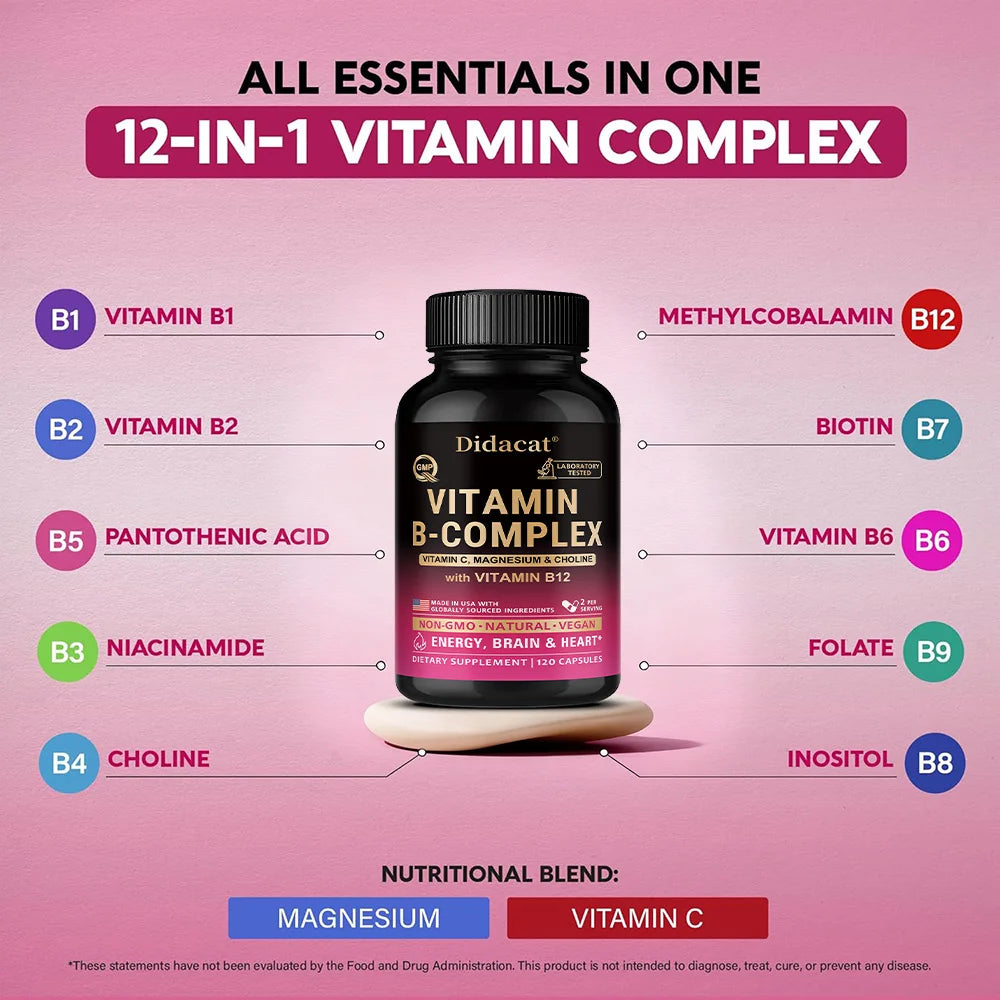 Complexe de vitamines B actives unisexes utilisables, très efficace et facilement absorbé - Supplément pour l'immunité, l'énergie et le métabolisme