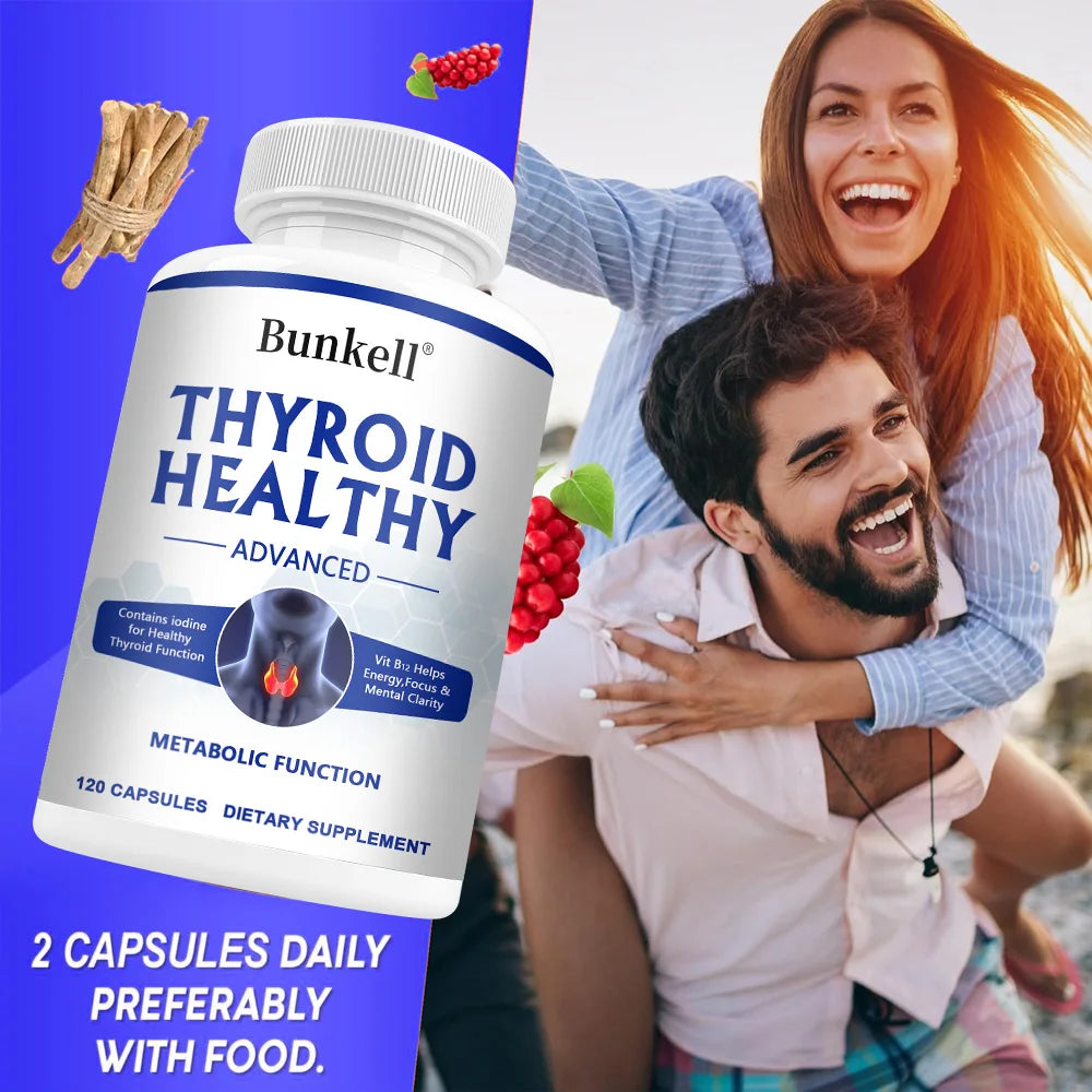 Complément de Soutien Thyroïdien pour Femmes et Hommes, avec Iode, B12 et L-Tyrosine, Soutient la Santé Hormonale, l'Énergie et le Métabolisme