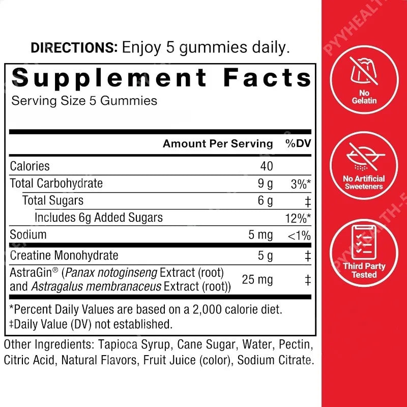 Creatine monohydrate gummies for high performance 60 count jar for high-intensity training