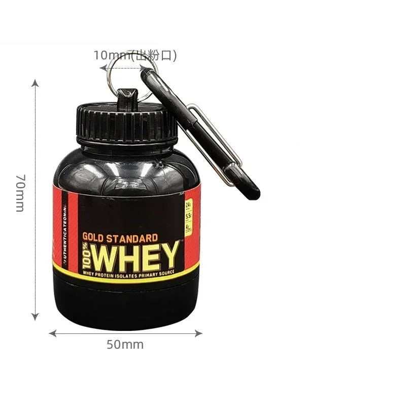 Conteneur portable de poudre protéinée, pilulier, porte-clés protéiné, nutrition sportive, bouteille d'eau, gobelet de supplément de protéines de lactosérum de sport