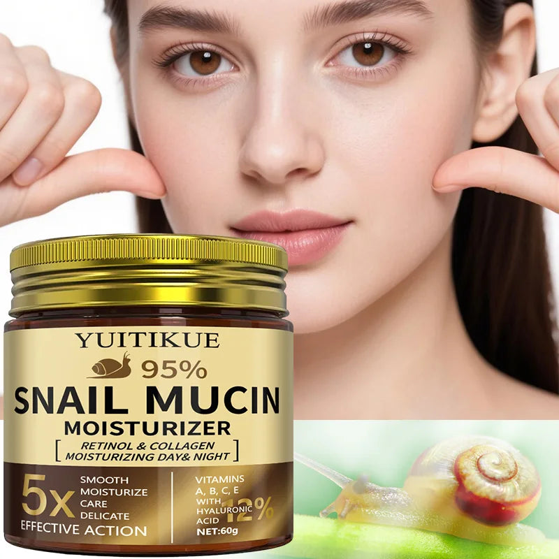 YUITIKUE 95% Snail Mucin Cream with Retinol & Collagen - For Firm, Smooth & Hydrated Skin, Day & Night Use