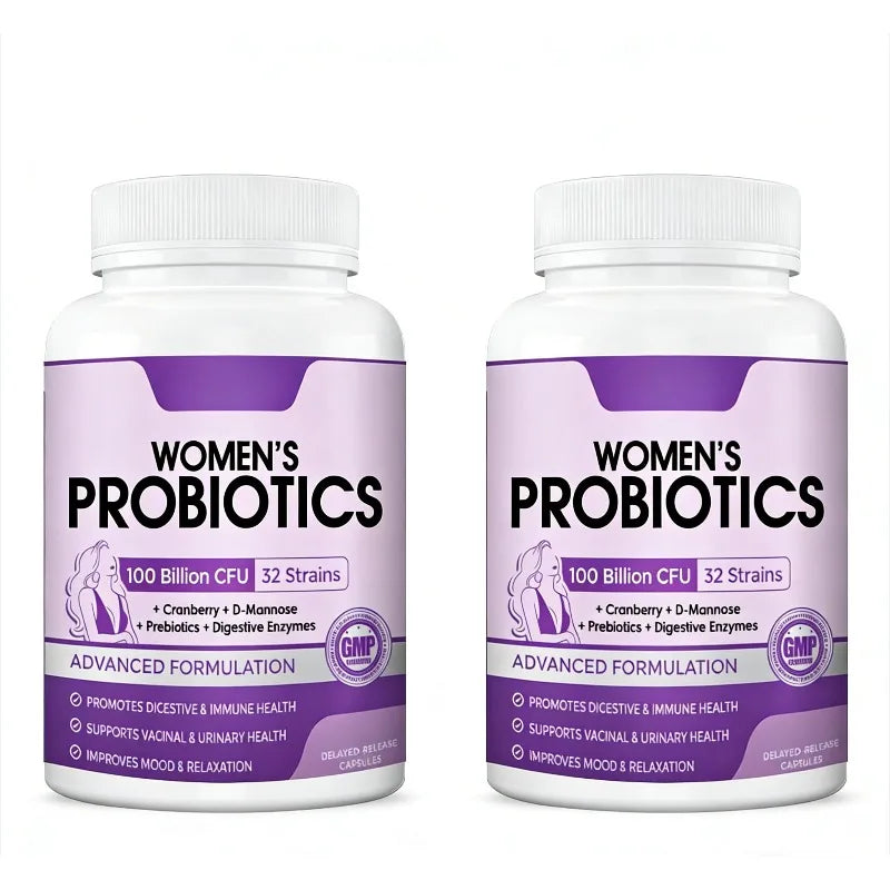 Probiotiques pour la santé digestive des femmes avec enzymes, prébiotiques, probiotiques vaginaux, 100 milliards d'UFC pour la santé intestinale