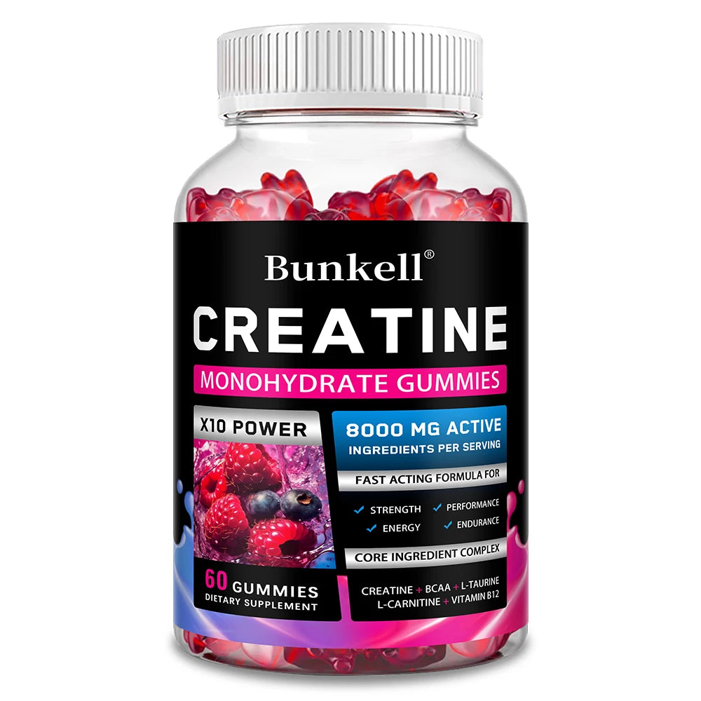 Gummies de créatine monohydrate - 8000 mg, avant/après l'entraînement, fitness, force, développement musculaire, compléments énergétiques