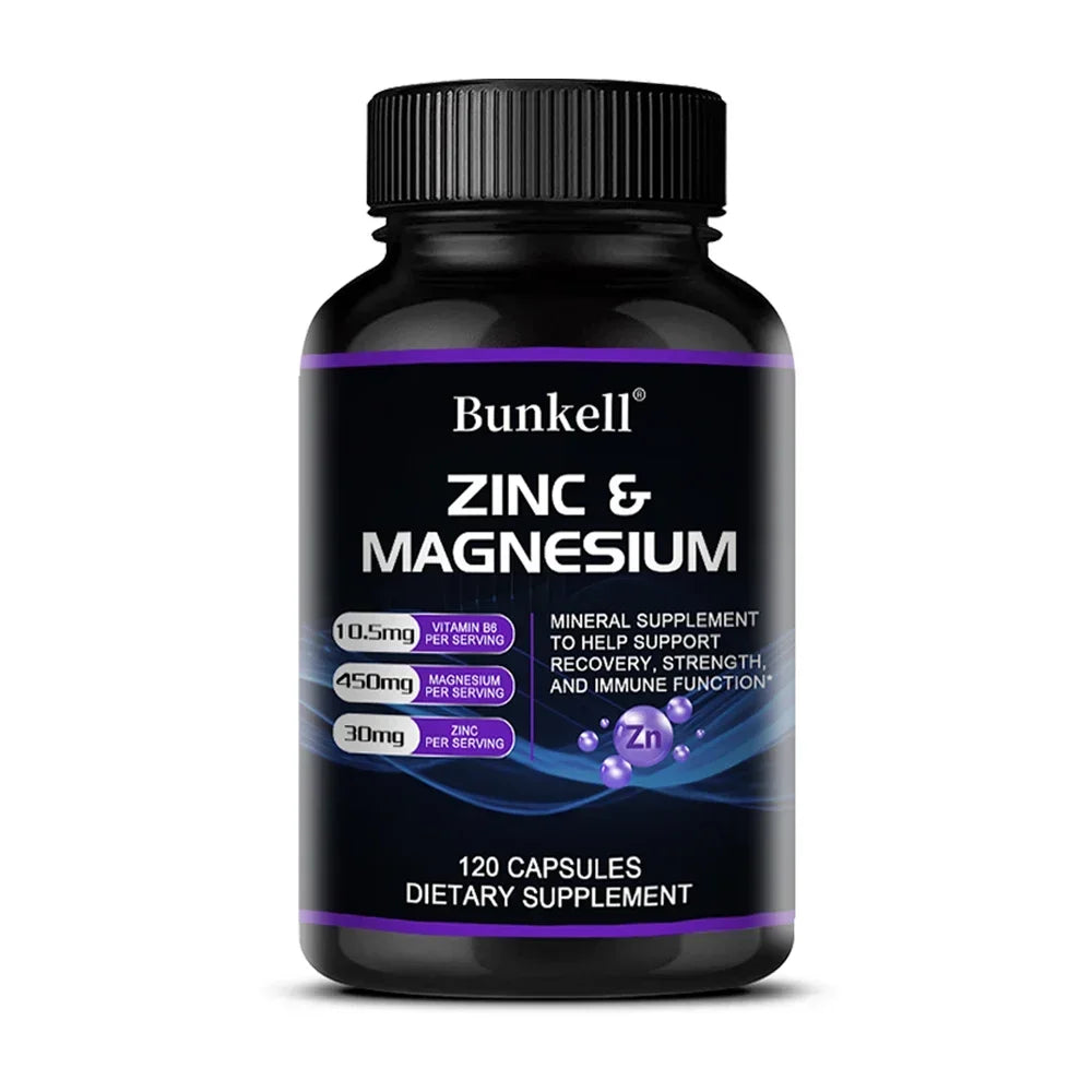 Magnesium zinc vitamin d3 capsules 120ct bottle for bone and nerve support