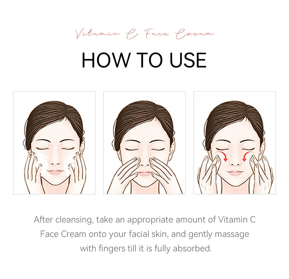 LAIKOU Crème Visage Vitamine C Hydratante Nourrissante Crèmes Sakura Japonaises Uniformise le Teint Produit de Soin du Visage Beauté