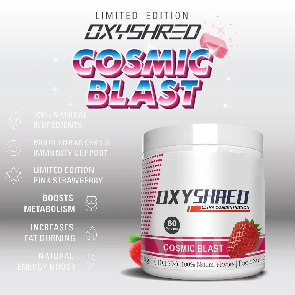 Oxyshred Sport : poudre pré-entraînement qui favorise l'énergie - Saveur Cosmic Blast - Complément pré-entraînement ultra concentré Oxyshred Fat Burner